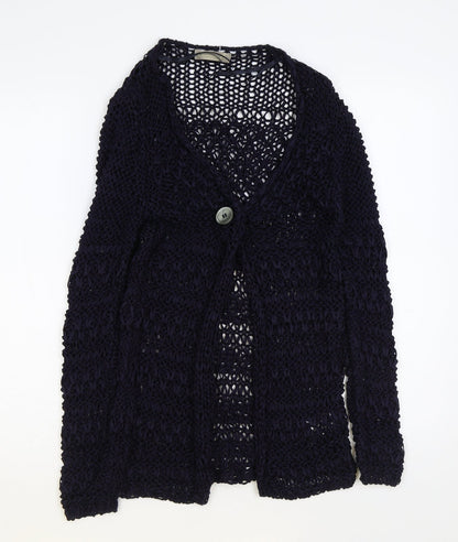 Bianca B Womens Blue V-Neck Acrylic Cardigan Jumper Size M