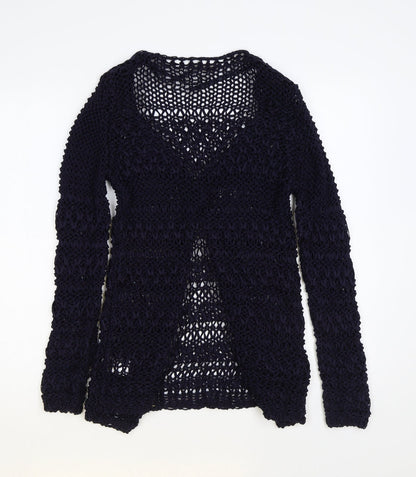 Bianca B Womens Blue V-Neck Acrylic Cardigan Jumper Size M