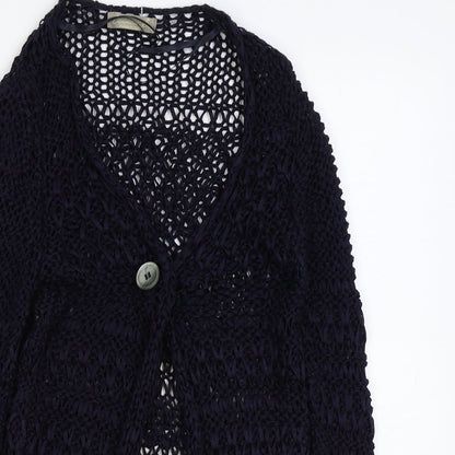 Bianca B Womens Blue V-Neck Acrylic Cardigan Jumper Size M