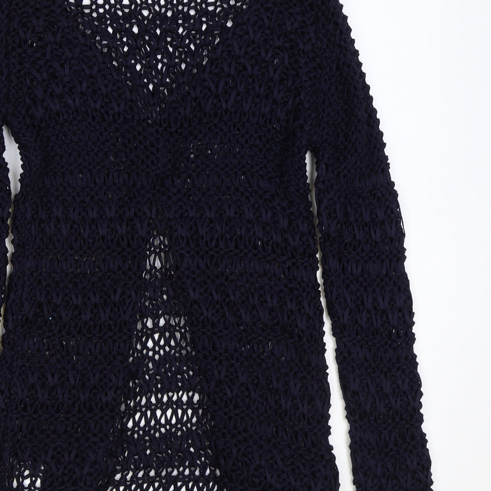 Bianca B Womens Blue V-Neck Acrylic Cardigan Jumper Size M