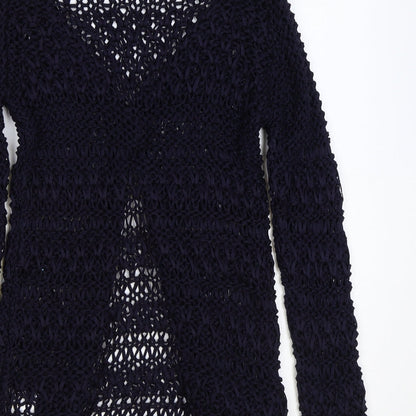 Bianca B Womens Blue V-Neck Acrylic Cardigan Jumper Size M