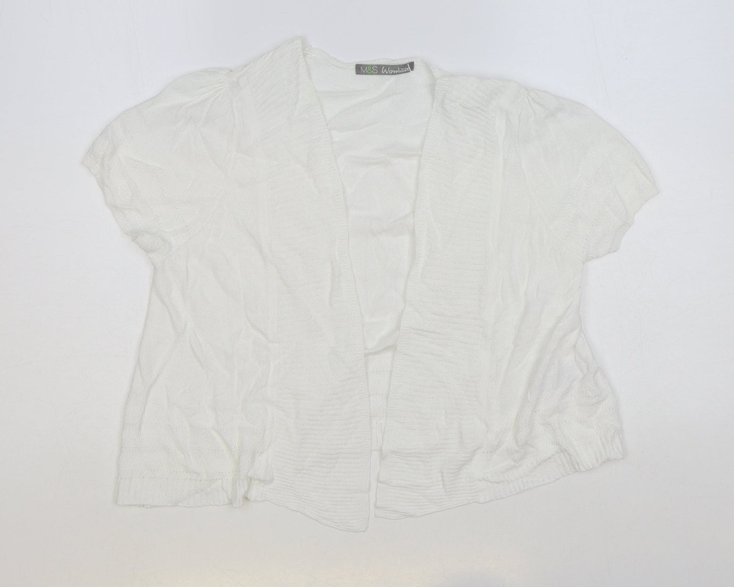 Womens UK Size 14 Marks and Spencer White Cardigan Jumper