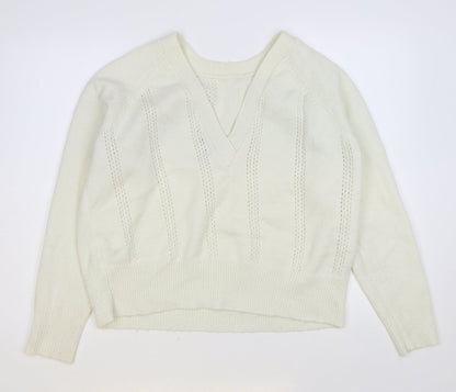 Womens UK Size L Preworn Ivory Pullover Jumper