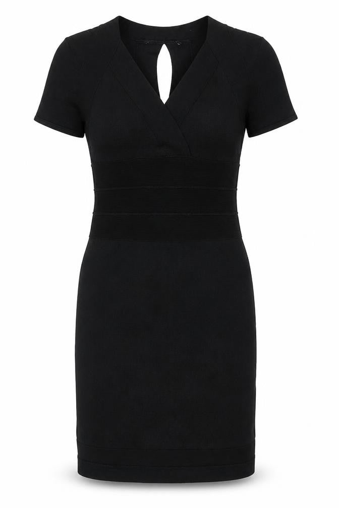 Debenhams Womens Black Viscose Bodycon Size 8 V-Neck Pullover