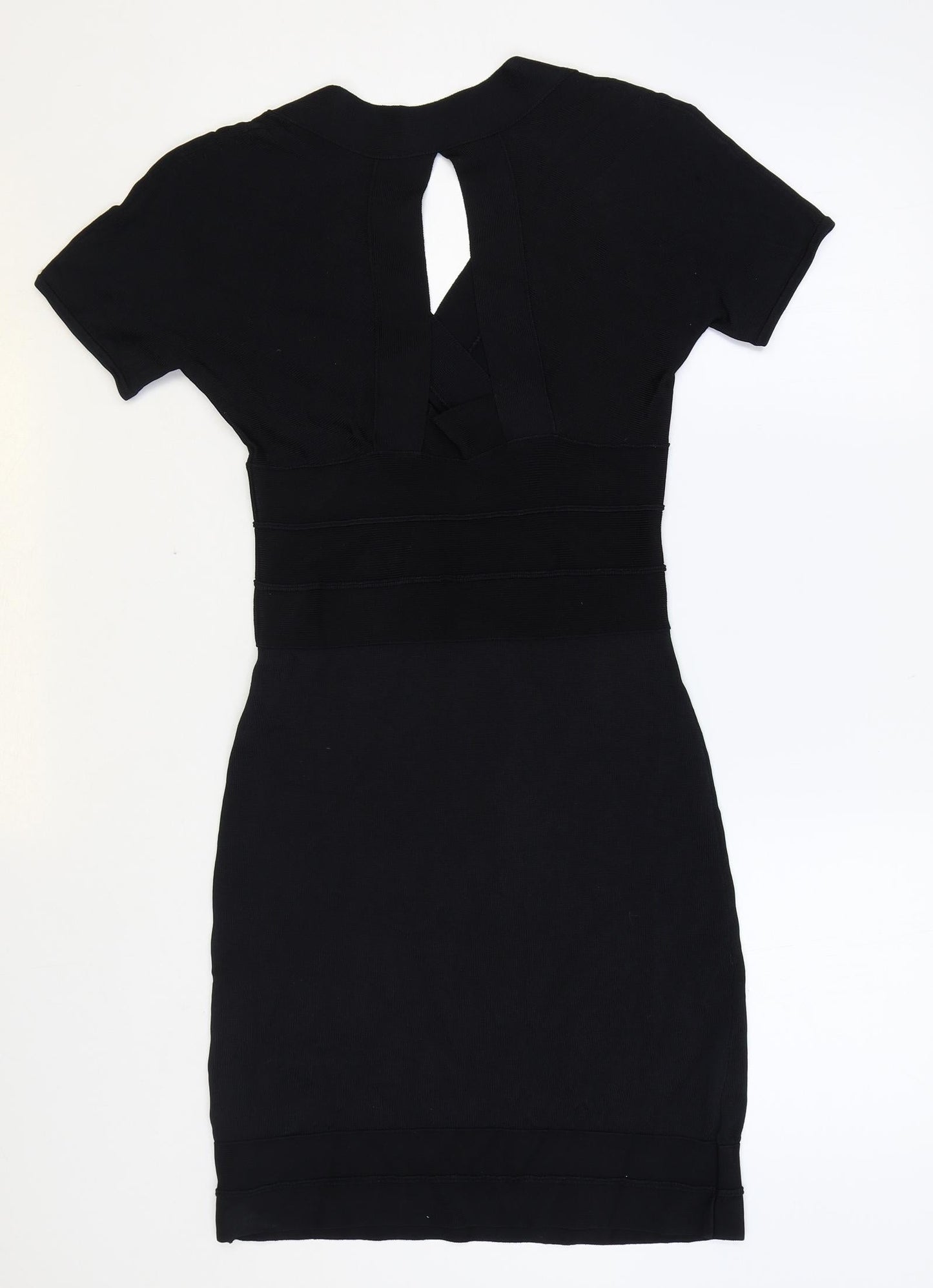 Debenhams Womens Black Viscose Bodycon Size 8 V-Neck Pullover