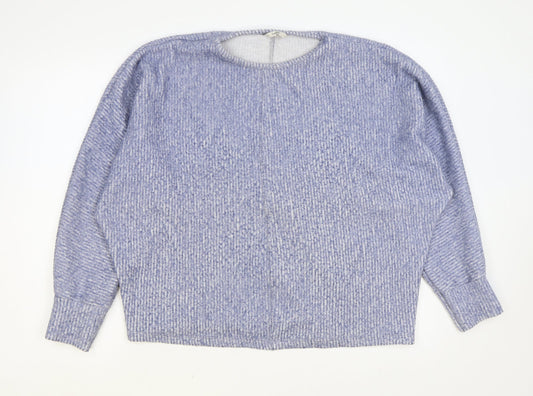 George Womens Blue Round Neck Polyester Pullover Jumper Size M