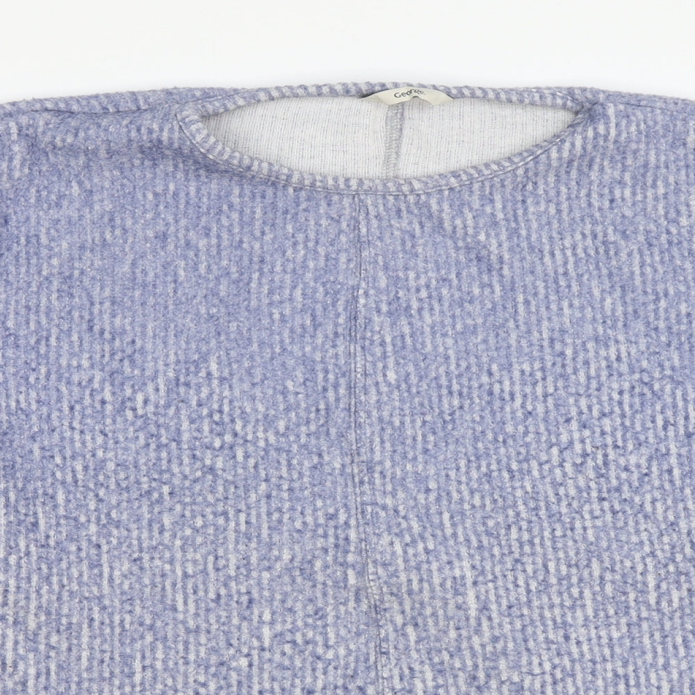George Womens Blue Round Neck Polyester Pullover Jumper Size M
