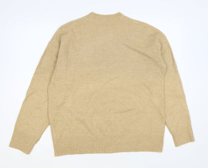 George Womens Brown Round Neck Polyester Pullover Jumper Size M