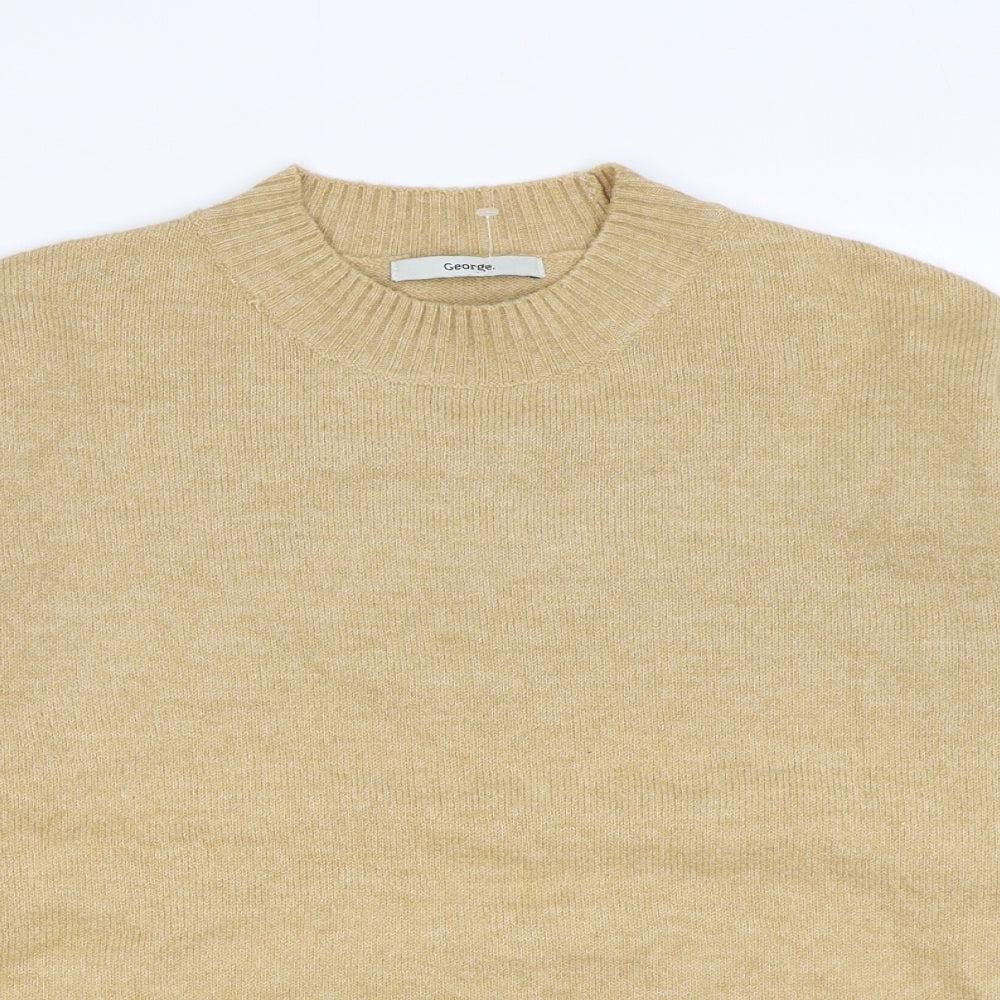 George Womens Brown Round Neck Polyester Pullover Jumper Size M