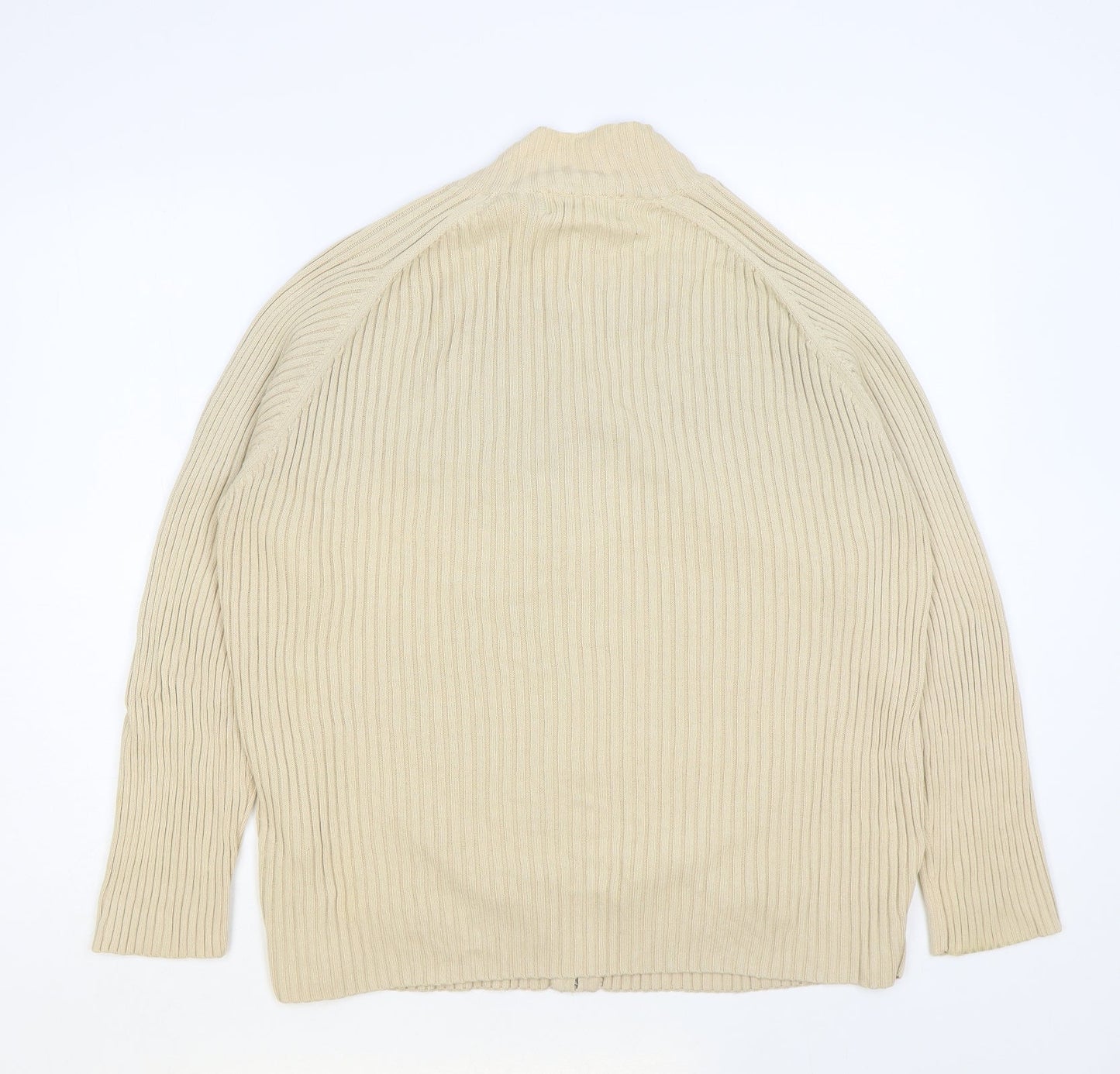 Jumper Womens Beige Cotton Full Zip Sweatshirt Size L Zip