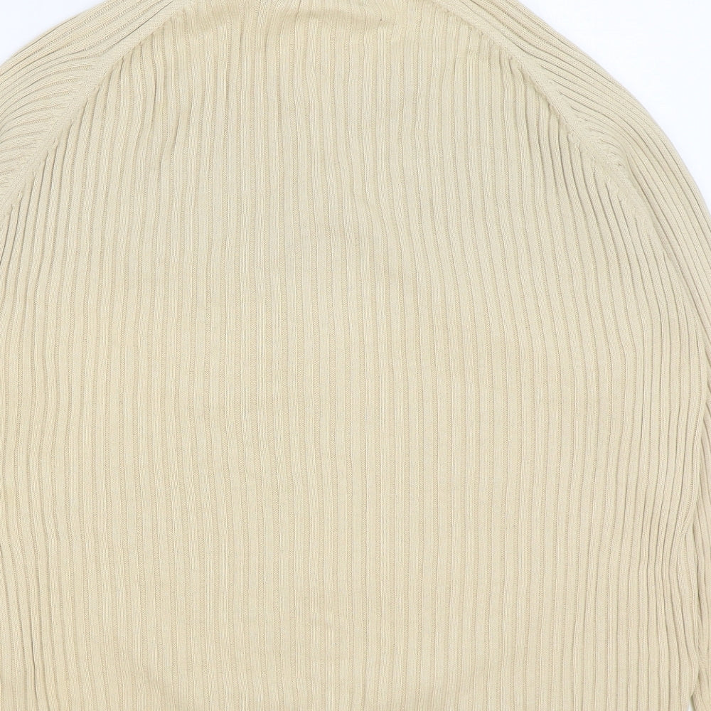 Jumper Womens Beige Cotton Full Zip Sweatshirt Size L Zip