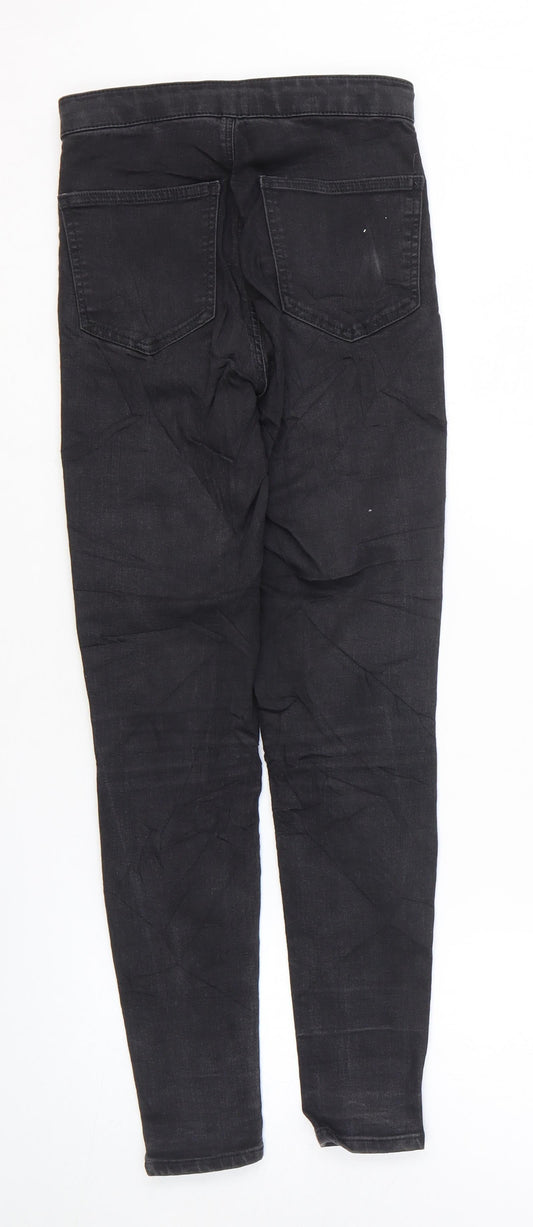 Topshop Womens Black Cotton Skinny Jeans Size 26 in L30 in Regular Zip