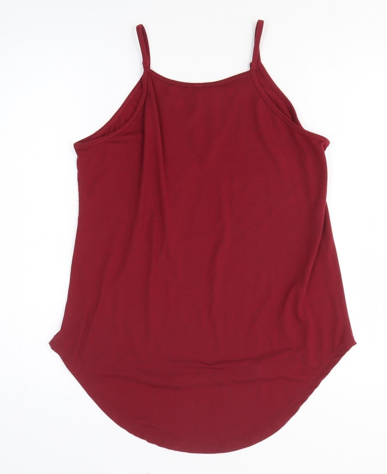 Womens UK Size L Preworn Red Basic T-Shirt