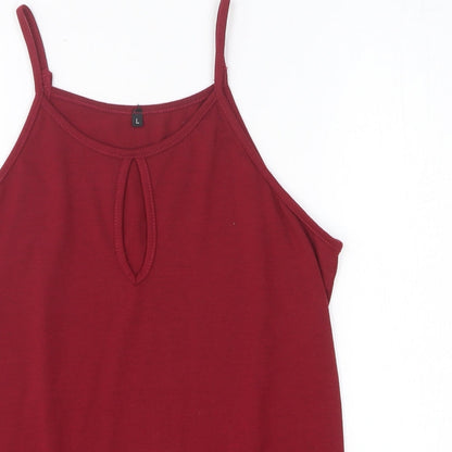 Womens UK Size L Preworn Red Basic T-Shirt