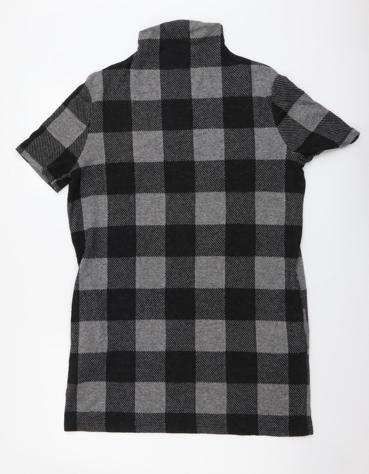 Selected Womens Grey Check Acrylic Jumper Dress Size 10 Mock Neck Pullover