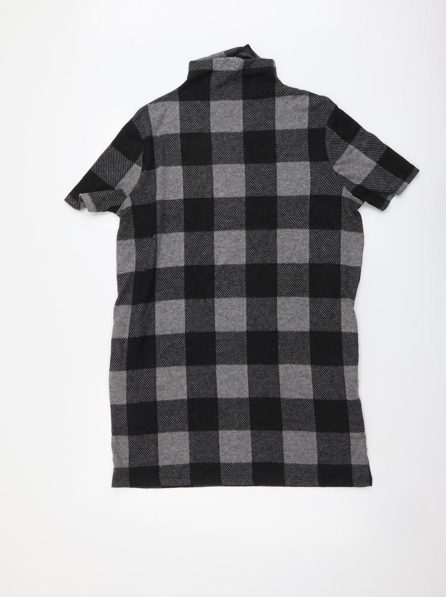 Selected Womens Grey Check Acrylic Jumper Dress Size 10 Mock Neck Pullover