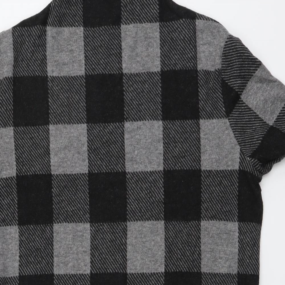 Selected Womens Grey Check Acrylic Jumper Dress Size 10 Mock Neck Pullover