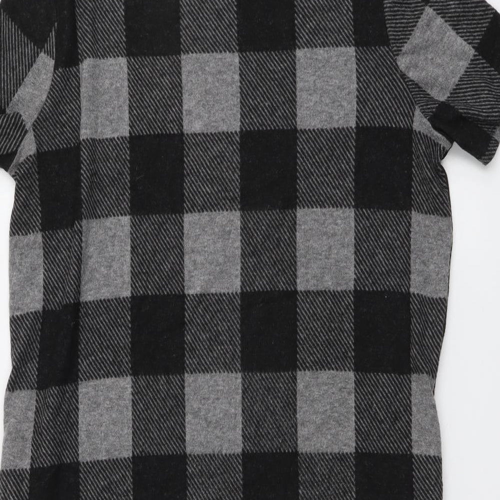 Selected Womens Grey Check Acrylic Jumper Dress Size 10 Mock Neck Pullover