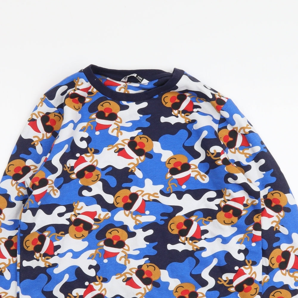 PEP&CO. Boys Blue Camouflage Polyester Pullover Sweatshirt Size 12-13 Years Pullover - Reindeer
