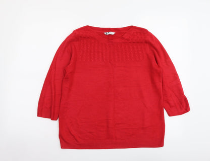 BHS Womens Red Round Neck Acrylic Henley Jumper Size 14