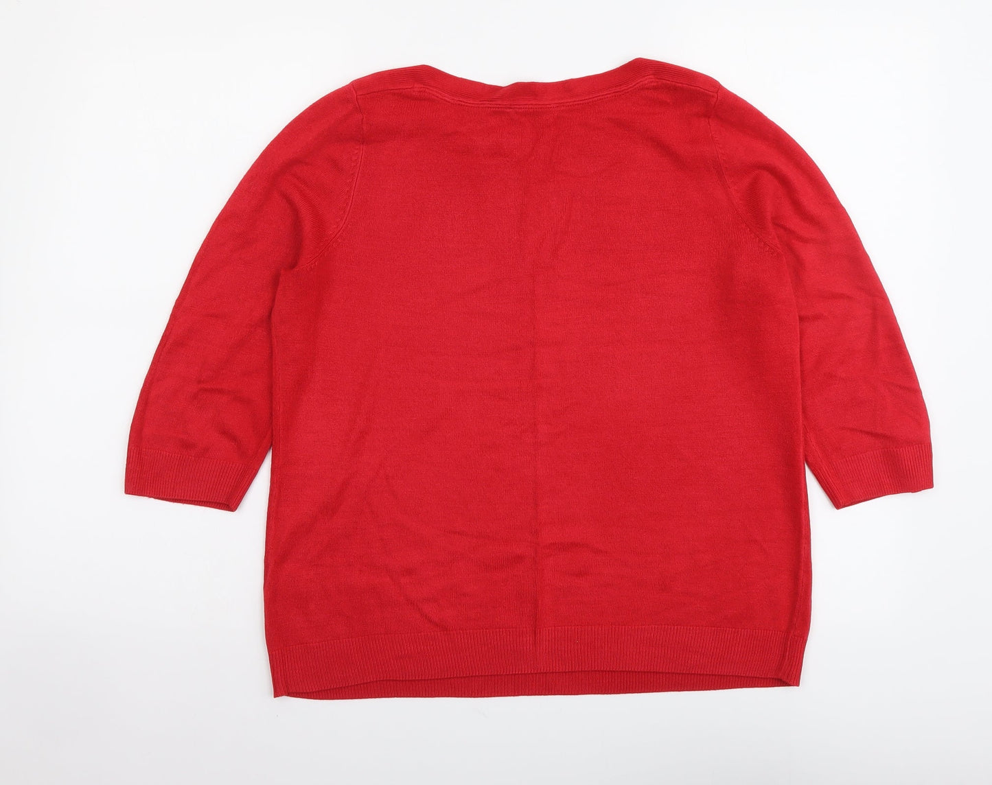 BHS Womens Red Round Neck Acrylic Henley Jumper Size 14