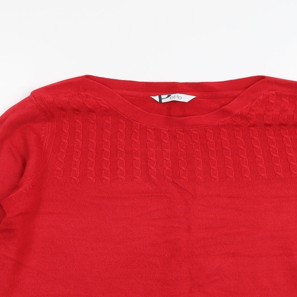 BHS Womens Red Round Neck Acrylic Henley Jumper Size 14