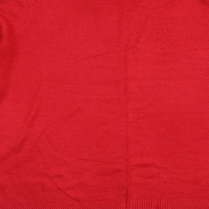 BHS Womens Red Round Neck Acrylic Henley Jumper Size 14