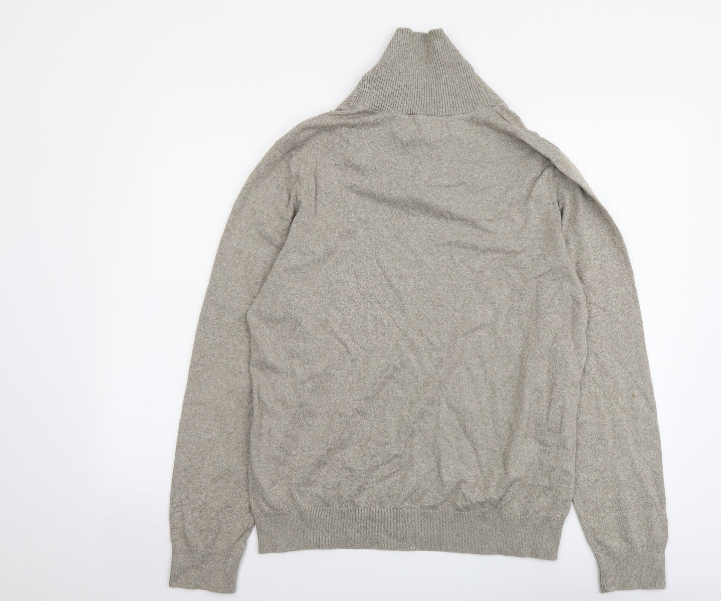 NEXT Mens Beige Collared Cotton Pullover Jumper Size M