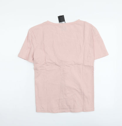 Eight Paris Womens Pink Cotton Basic T-Shirt Size S Round Neck