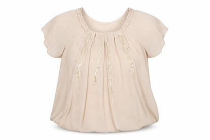 ET VOUS Womens Pink Polyester Basic Blouse Size 12 Scoop Neck