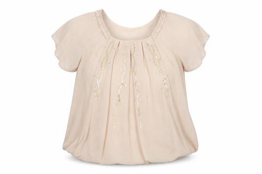 ET VOUS Womens Pink Polyester Basic Blouse Size 12 Scoop Neck