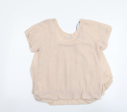 ET VOUS Womens Pink Polyester Basic Blouse Size 12 Scoop Neck
