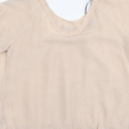 ET VOUS Womens Pink Polyester Basic Blouse Size 12 Scoop Neck