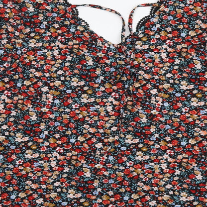 SheIn Womens Multicoloured Floral Polyester Basic Blouse Size L V-Neck - Lace neckline