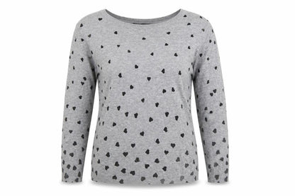 Dorothy Perkins Womens Grey Round Neck Geometric Cotton Pullover Jumper Size 10 - Hearts Pattern