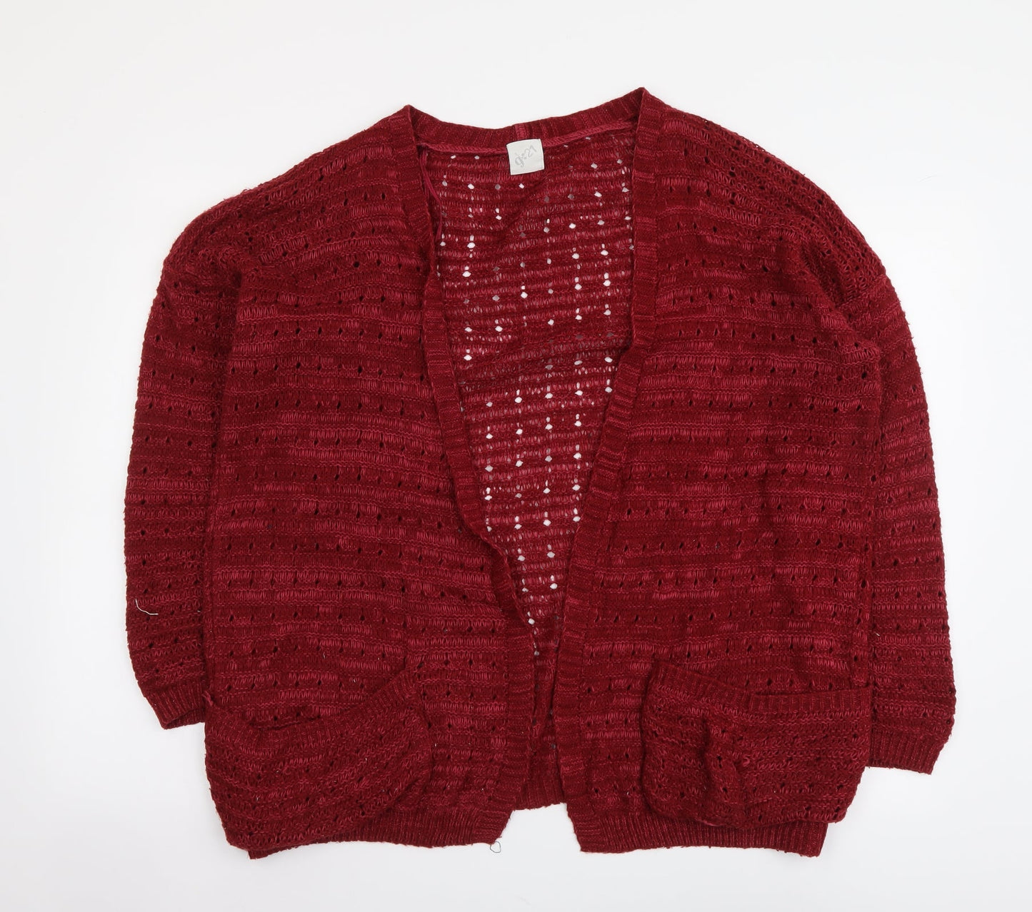 George Womens Red V-Neck Acrylic Cardigan Jumper Size 12