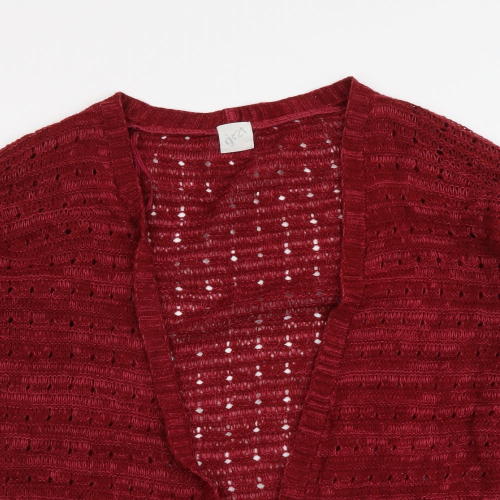 George Womens Red V-Neck Acrylic Cardigan Jumper Size 12
