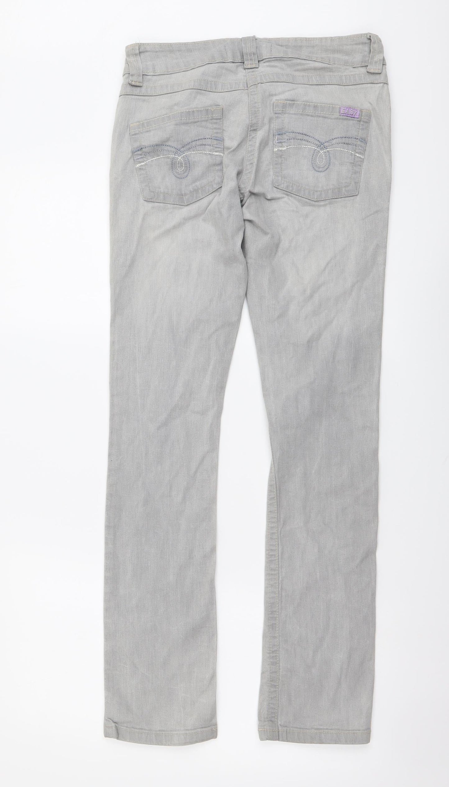 Drainpipe Womens Grey Cotton Skinny Jeans Size 8 L30 in Regular Button