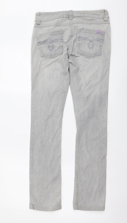 Drainpipe Womens Grey Cotton Skinny Jeans Size 8 L30 in Regular Button