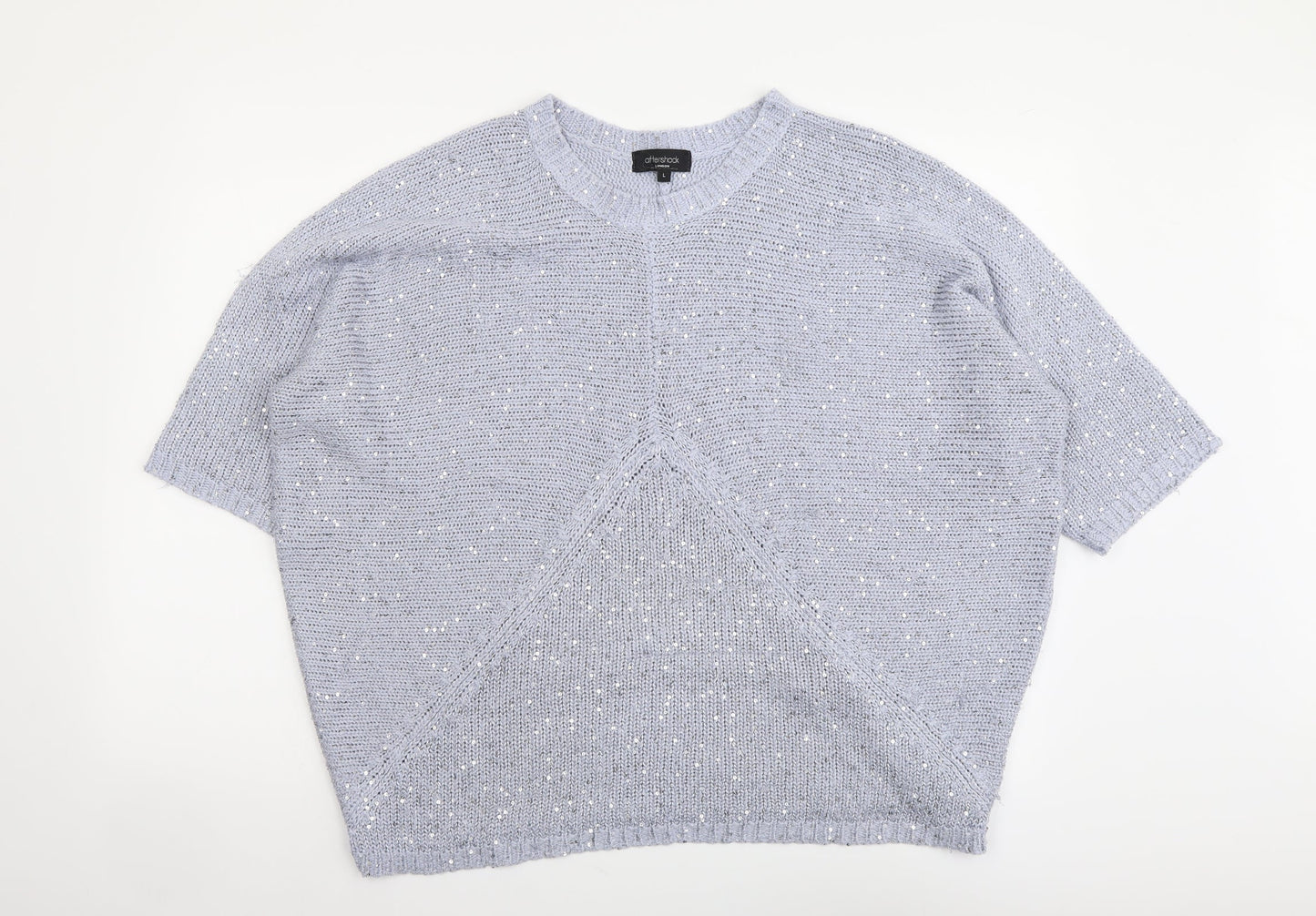 Aftershock Womens Blue Round Neck Acrylic Pullover Jumper Size L