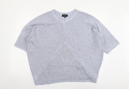 Aftershock Womens Blue Round Neck Acrylic Pullover Jumper Size L