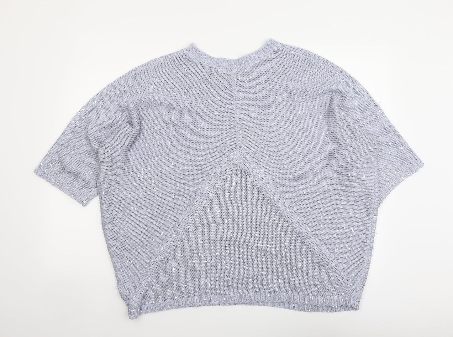 Aftershock Womens Blue Round Neck Acrylic Pullover Jumper Size L