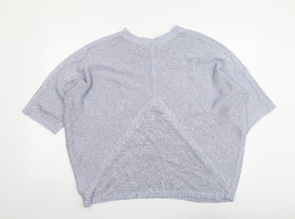 Aftershock Womens Blue Round Neck Acrylic Pullover Jumper Size L