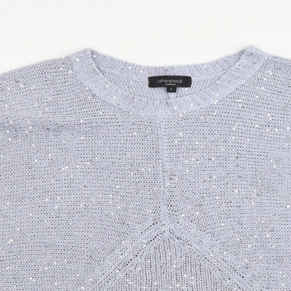 Aftershock Womens Blue Round Neck Acrylic Pullover Jumper Size L