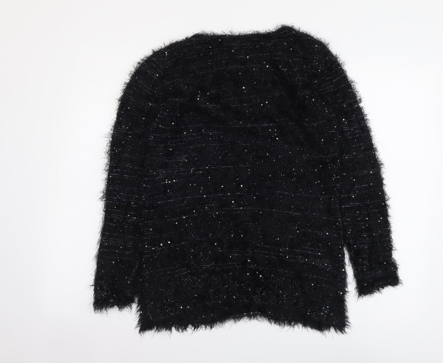 Al Paradise Womens Black Round Neck Viscose Pullover Jumper Size M