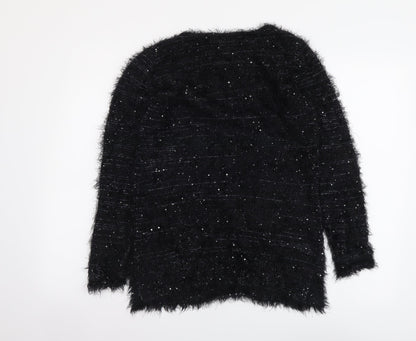 Al Paradise Womens Black Round Neck Viscose Pullover Jumper Size M