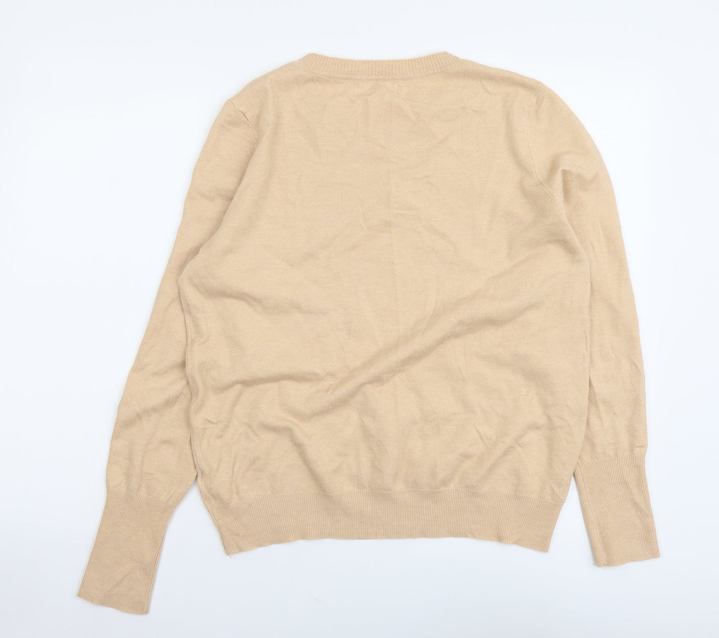 Primark Womens Beige Round Neck Viscose Pullover Jumper Size L