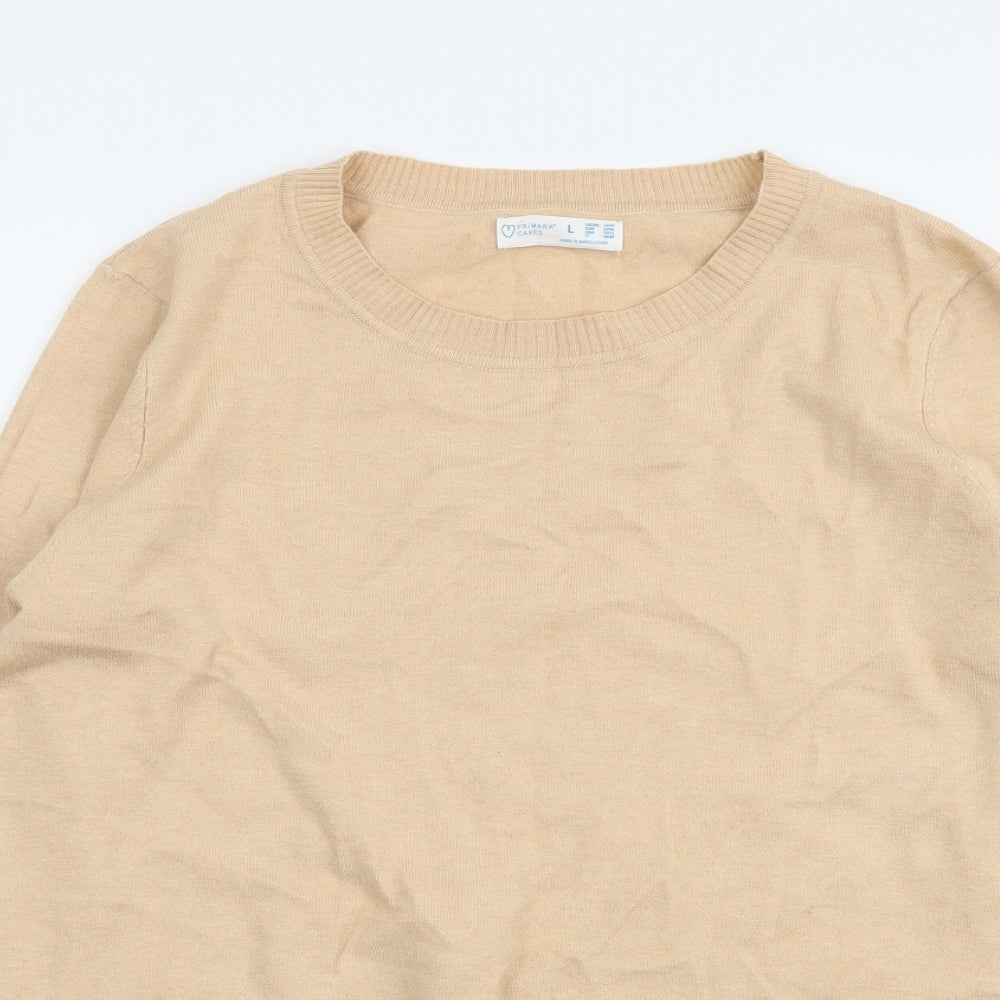 Primark Womens Beige Round Neck Viscose Pullover Jumper Size L