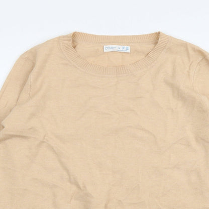 Primark Womens Beige Round Neck Viscose Pullover Jumper Size L