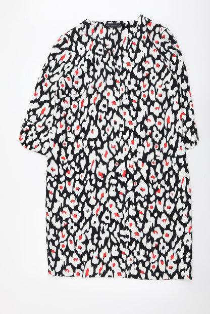 Marks and Spencer Womens Multicoloured Geometric Polyester A-Line Size 12 V-Neck Pullover